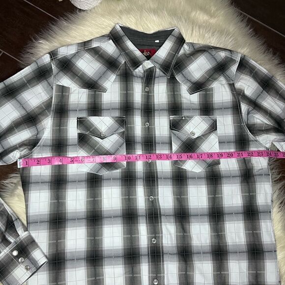 Rodeo Black plaid pearl snap button down sz XL - Picture 4 of 6